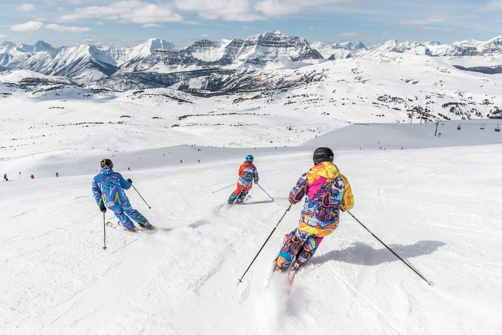 Winter alpine landscape with ski traces